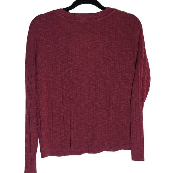 Lulus Deep V-neck Ribbed Sweater Women's Size Small Burgundy Red Knit Top - Picture 2 of 8